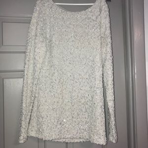 White/Silver Lace Top. Open V Back. MUST BUNDLE
